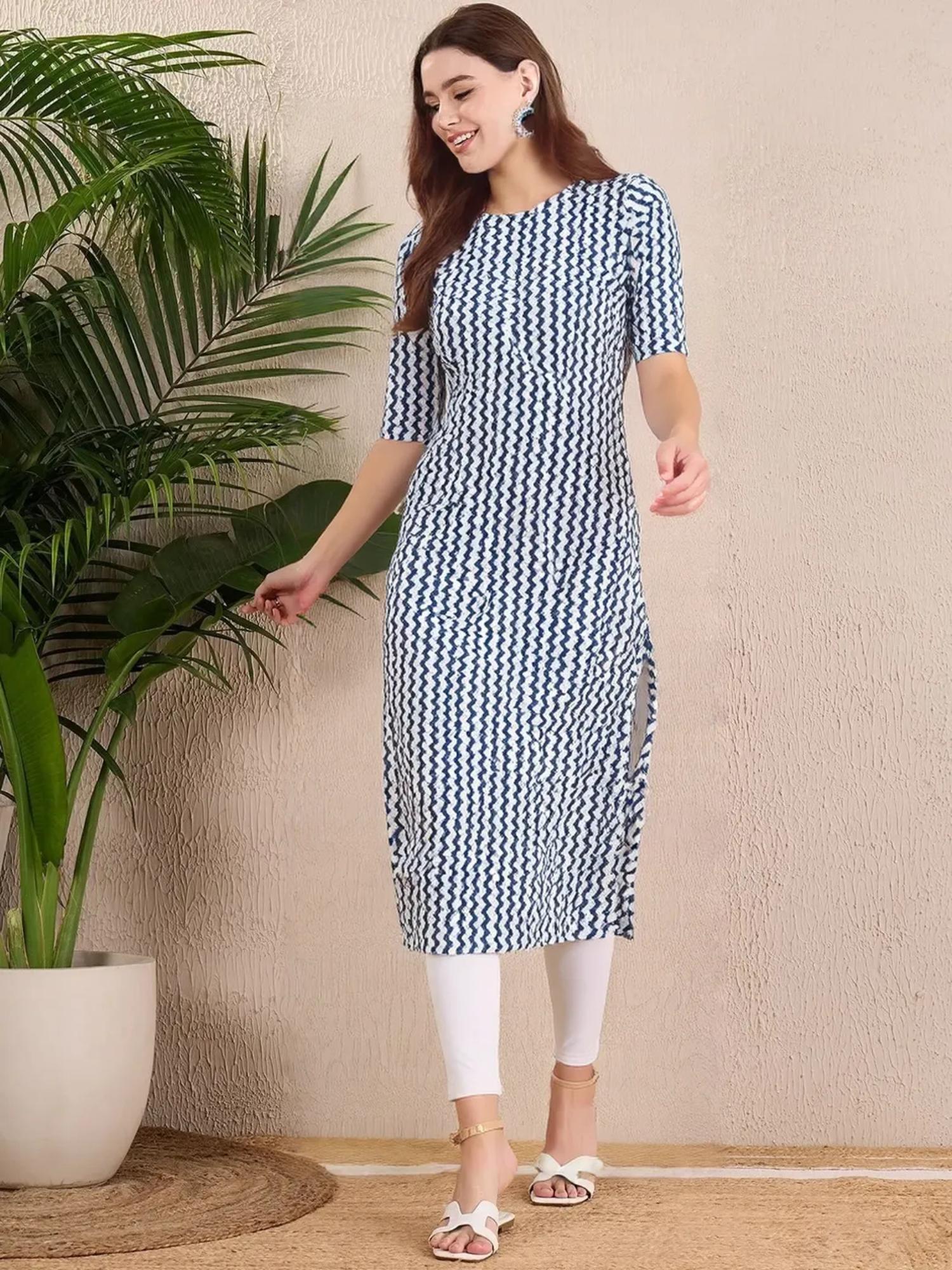 gahan Women Stylish Crepe Printed Straight Kurta - Blue-picture-33