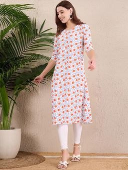 Gahan - Women Stylish Crepe Printed Straight Kurta - White