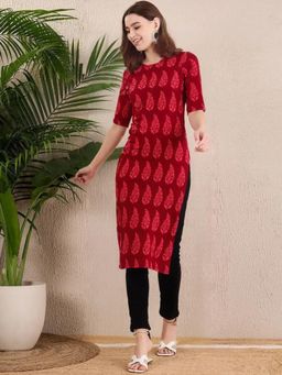 Gahan - Women Stylish Crepe Printed Straight Kurta - Red
