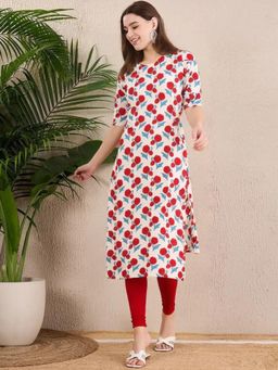 Gahan - Women Stylish Crepe Printed Straight Kurta - Red