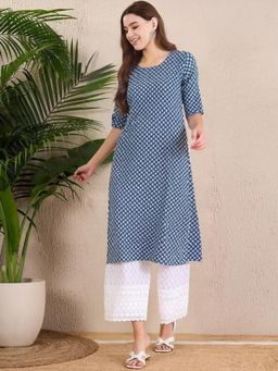 Gahan - Women Stylish Crepe Printed Straight Kurta - Blue