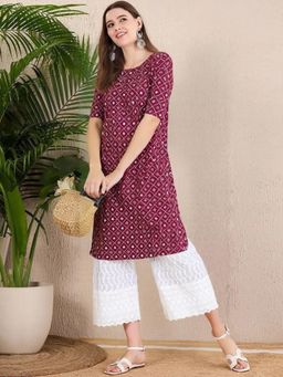 Gahan - Women Stylish Crepe Printed Straight Kurta - Purple
