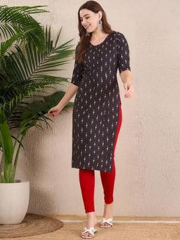 Gahan - Women Stylish Crepe Printed Straight Kurta - Black