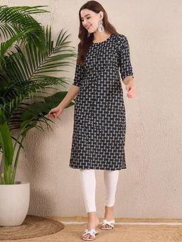 Gahan - Women Stylish Crepe Printed Straight Kurta - Black