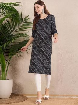 Gahan - Women Stylish Crepe Printed Straight Kurta - Black