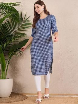 Gahan - Women Stylish Crepe Printed Straight Kurta - Blue