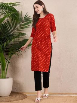 Gahan - Women Stylish Crepe Printed Straight Kurta - Red