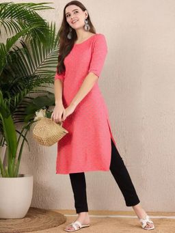 Gahan - Women Stylish Crepe Printed Straight Kurta - Pink
