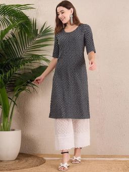 Gahan - Women Stylish Crepe Printed Straight Kurta - Black