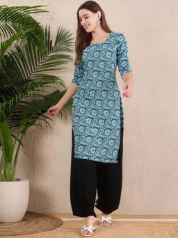Gahan - Women Stylish Crepe Printed Straight Kurta - Teal