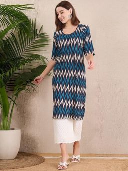 Gahan - Women Stylish Crepe Printed Straight Kurta - Blue