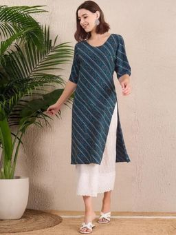 Gahan - Women Stylish Crepe Printed Straight Kurta - Teal