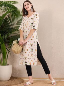 Gahan - Women Stylish Crepe Printed Straight Kurta - White