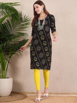 Gahan - Women Stylish Crepe Printed Straight Kurta - Black