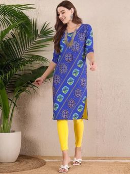 Gahan - Women Stylish Crepe Printed Straight Kurta - Blue