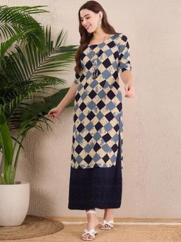 Gahan - Women Stylish Crepe Printed Straight Kurta - Beige