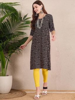 Gahan - Women Stylish Crepe Printed Straight Kurta - Black