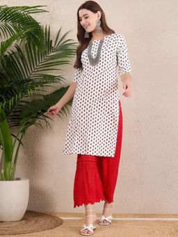 Gahan - Women Stylish Crepe Printed Straight Kurta - White