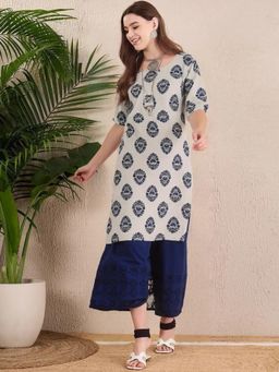 Gahan - Women Stylish Crepe Printed Straight Kurta - Grey