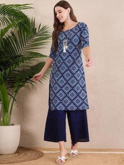 Gahan - Women Stylish Crepe Printed Straight Kurta - Blue