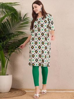 Gahan - Women Stylish Crepe Printed Straight Kurta - Off White