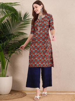 Gahan - Women Stylish Crepe Printed Straight Kurta - Multi-Color