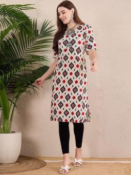 Gahan - Women Stylish Crepe Printed Straight Kurta - White