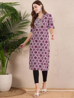 Gahan - Women Stylish Crepe Printed Straight Kurta - Purple