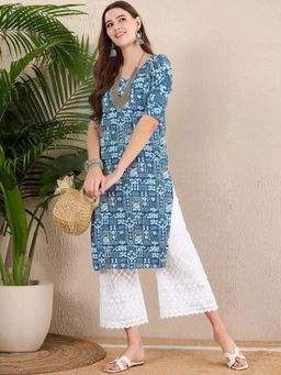 Gahan - Women Stylish Crepe Printed Straight Kurta - Blue
