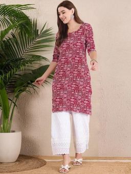 Gahan - Women Stylish Crepe Printed Straight Kurta - Red