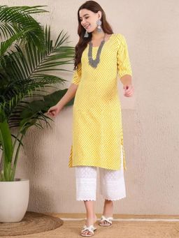 Gahan - Women Stylish Crepe Printed Straight Kurta - Yellow