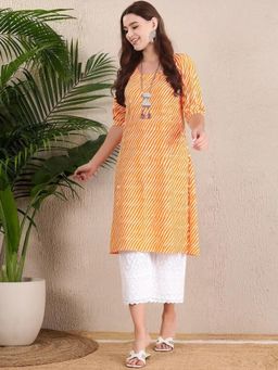 Gahan - Women Stylish Crepe Printed Straight Kurta - Orange