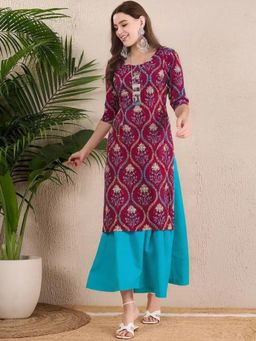 Gahan - Women Stylish Crepe Printed Straight Kurta - Maroon