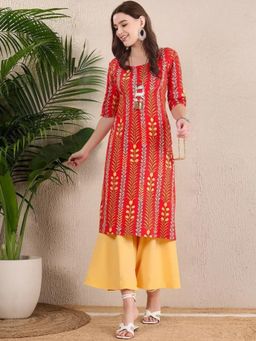 Gahan - Women Stylish Crepe Printed Straight Kurta - Red