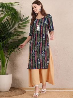 Gahan - Women Stylish Crepe Printed Straight Kurta - Navy Blue