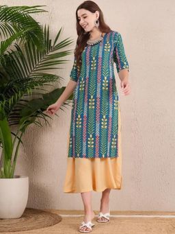 Gahan - Women Stylish Crepe Printed Straight Kurta - Teal