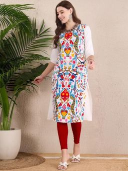 Gahan - Women Stylish Crepe Printed Straight Kurta - White