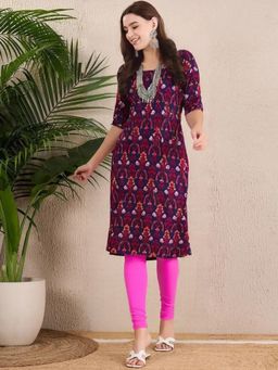 Gahan - Women Stylish Crepe Printed Straight Kurta - Maroon