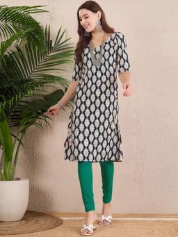 Gahan - Women Stylish Crepe Printed Straight Kurta - Black