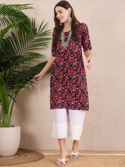 Gahan - Women Stylish Crepe Printed Straight Kurta - Red