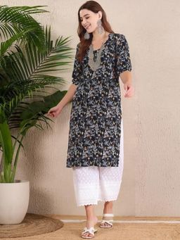 Gahan - Women Stylish Crepe Printed Straight Kurta - Black