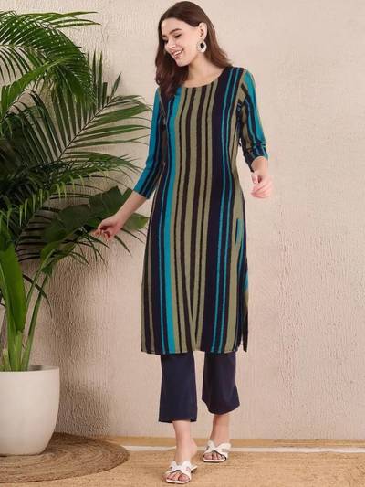 Women Stylish Crepe Printed Straight Kurta - Multi-Color