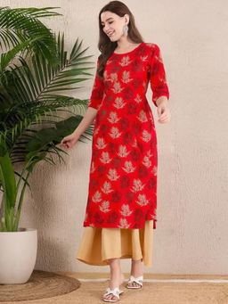 Gahan - Women Stylish Crepe Printed Straight Kurta - Red