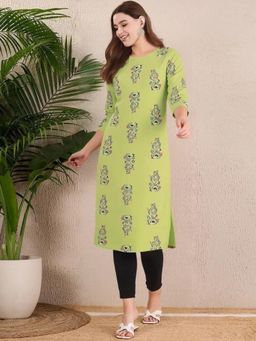 Gahan - Women Stylish Crepe Printed Straight Kurta - Green