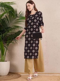 Gahan - Women Stylish Crepe Printed Straight Kurta - Black