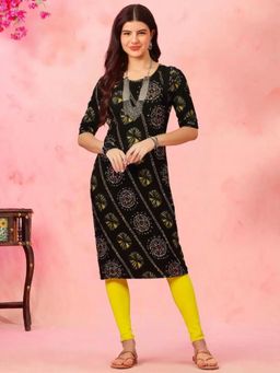 Gahan - Women Stylish Crepe Printed Straight Kurta - Black