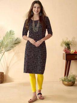 Gahan - Women Stylish Crepe Printed Straight Kurta - Black