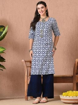 Gahan - Women Stylish Crepe Printed Straight Kurta - Blue