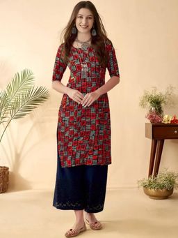 Gahan - Women Stylish Crepe Printed Straight Kurta - Red