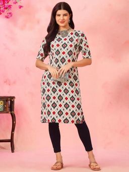 Gahan - Women Stylish Crepe Printed Straight Kurta - White